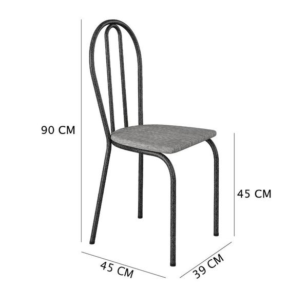 Imagem de Kit 8 Cadeiras de Cozinha Texas Estampado Grafiato Pés de Ferro Cromo Preto - Pallazio