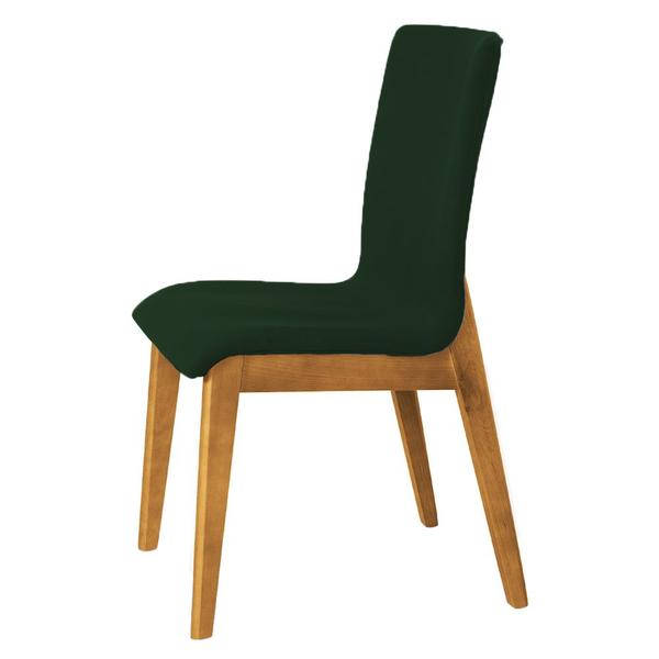 Imagem de Kit 8 Cadeiras de Jantar Diamante Estofada em Veludo Verde Base Madeira Maciça Mel