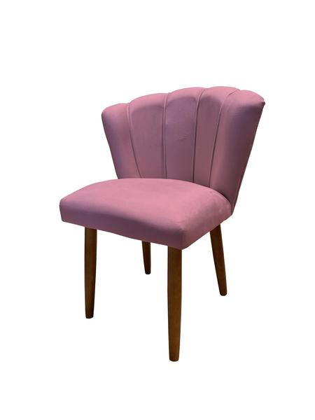 Imagem de Kit 8 Cadeiras de Jantar Estofada Pétala Tecido Veludo Rose Pés Palito Kimi Design