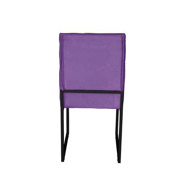 Imagem de Kit 8 Cadeiras de Jantar Metálica Preto com Suede Roxo Malta - Mafer