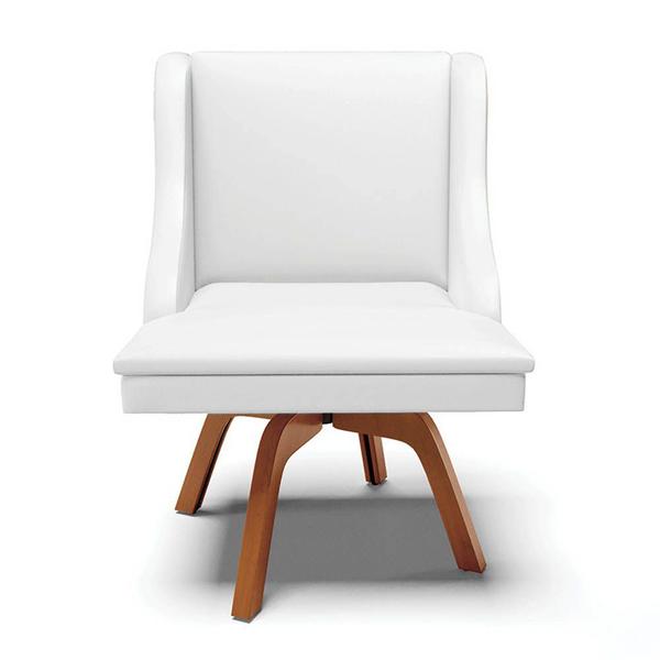 Imagem de Kit 8 Cadeiras Estofadas para Sala de Jantar Base Giratória de Madeira Lia Sintético Branco - Ibiza