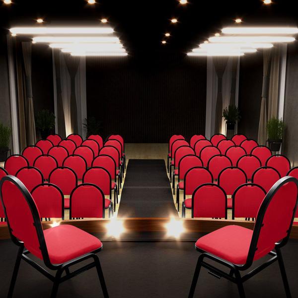 Imagem de Kit 8 Cadeiras Hoteleiras Auditório Empilhável Sintético M23 Vermelho - Mpozenato