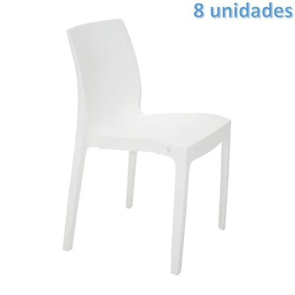 Imagem de Kit 8 cadeiras plastica monobloco alice branca tramontina