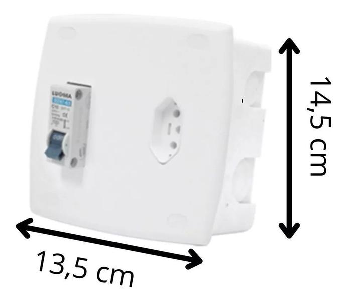 Imagem de Kit 8 Caixa de Disjuntor 2 disjuntores acompanha 1 disjuntor e Tomada 20A Embutir Ilumi