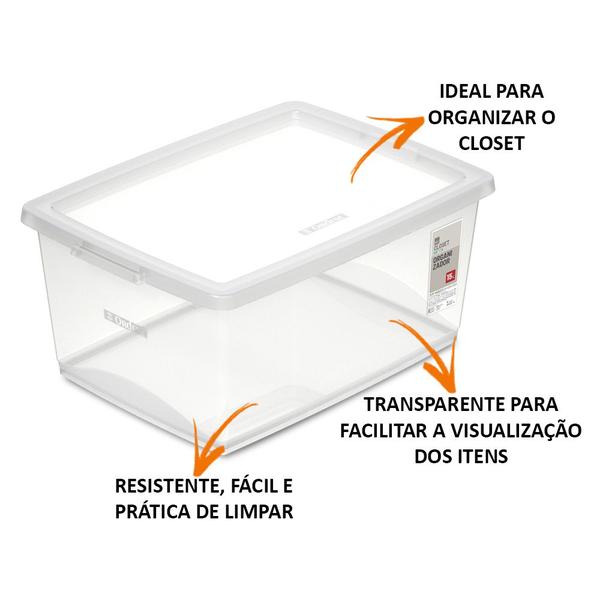 Imagem de Kit 8 Caixa Organizadora 15l Ordene Design Moderno Cristal