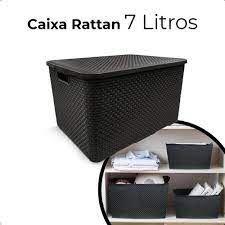 Imagem de Kit 8 Caixas Organizadoras Rattan 7 Litros Com Tampa