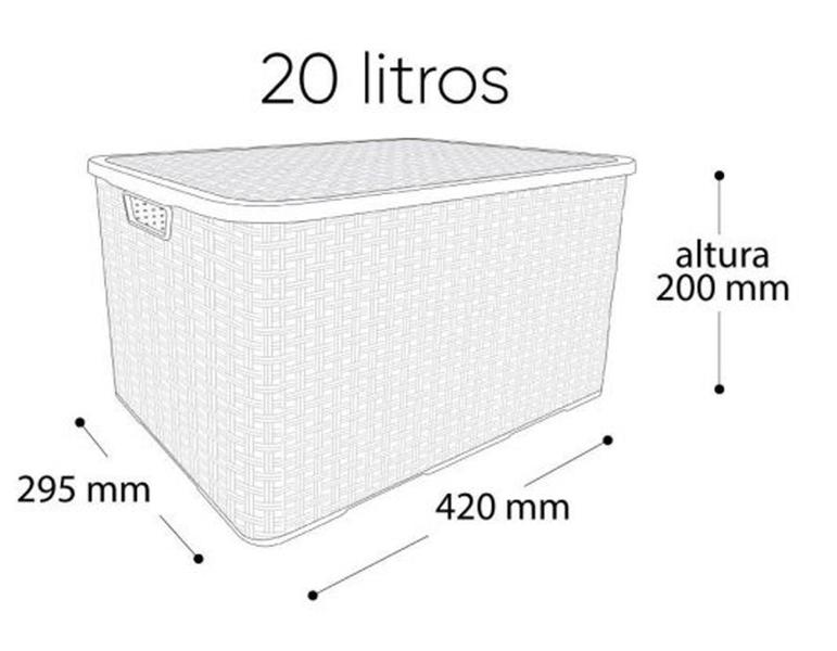 Imagem de Kit 8 Caixas Organizadoras Rattan Preta 20 Litros Arqplast