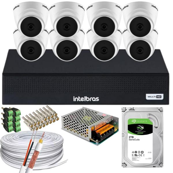 Kit 8 Câmera 1220D mic intelbras Com Áudio dvr 1008-c C/hd 2tb