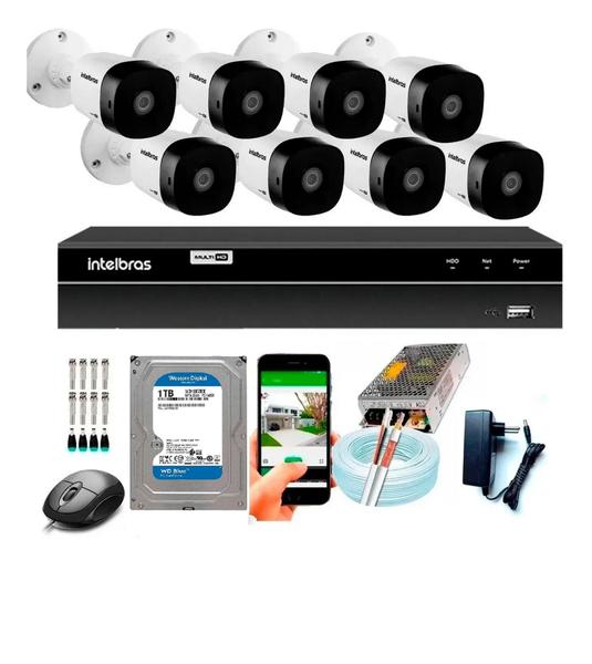 Imagem de Kit 8 Câmeras Intelbras 1120b G4 Dvr Intelbras Mhdx 8 Canais c/hd 1tb