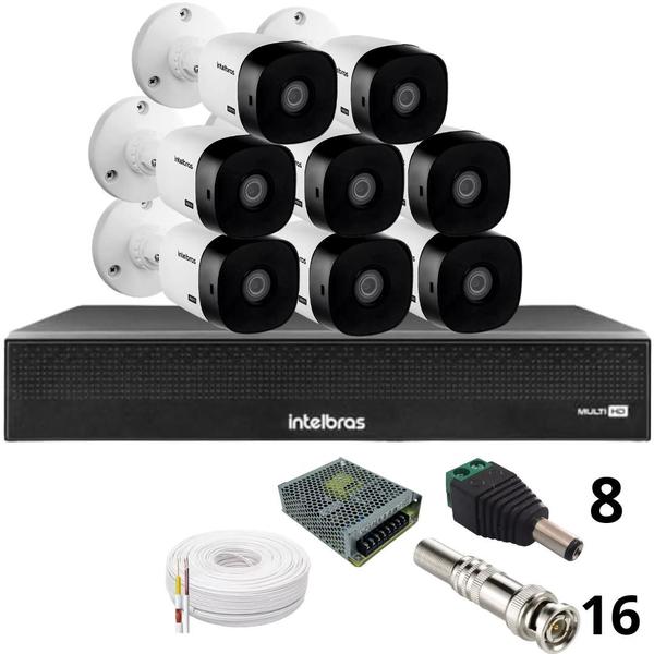 Imagem de Kit 8 Câmeras Intelbras 1220b Full Hd Dvr Mhdx 1016-c Intelbras Com Detecção De Movimentos Sem Hd