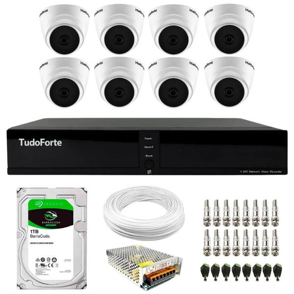 Imagem de Kit 8 Câmeras Intelbras VHD 1220 D G7 Dome Full HD 1080p Lente 2.8mm Visão Noturna 20m + Dvr Tudo Forte TFHDX 3308 8 Canais + HD 1TB BarraCuda