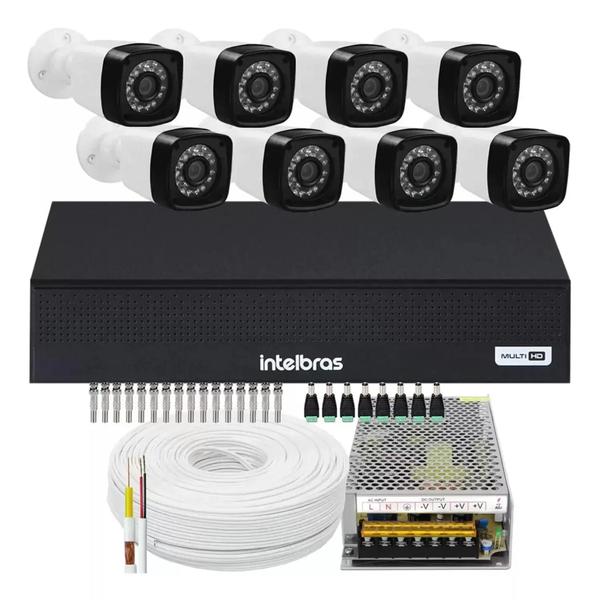 Imagem de Kit 8 Cameras Segurança  Hd Dvr Intelbras Full HD 8ch mhdx Alta Resolução