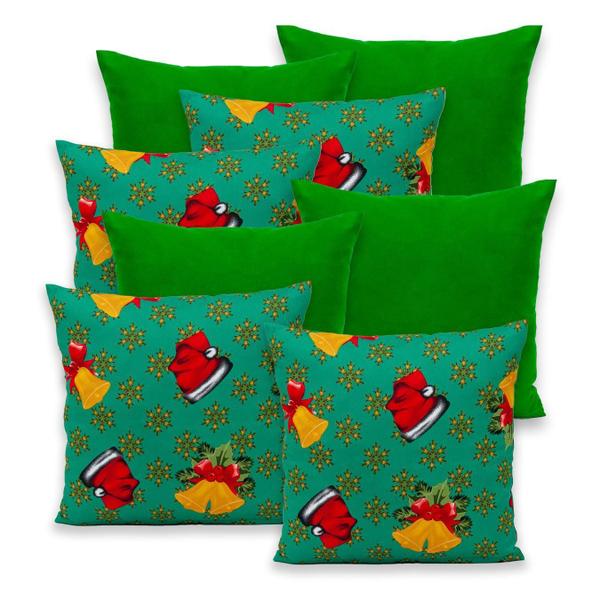 Imagem de Kit 8 Capas Almofadas Natal 40x40cm Lisas e Estampadas