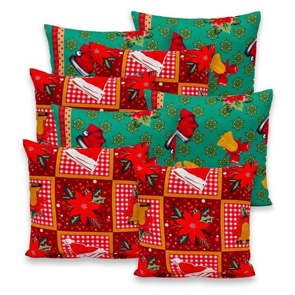 Imagem de Kit 8 Capas Almofadas Natal 40x40cm Lisas/Estamp Oxford