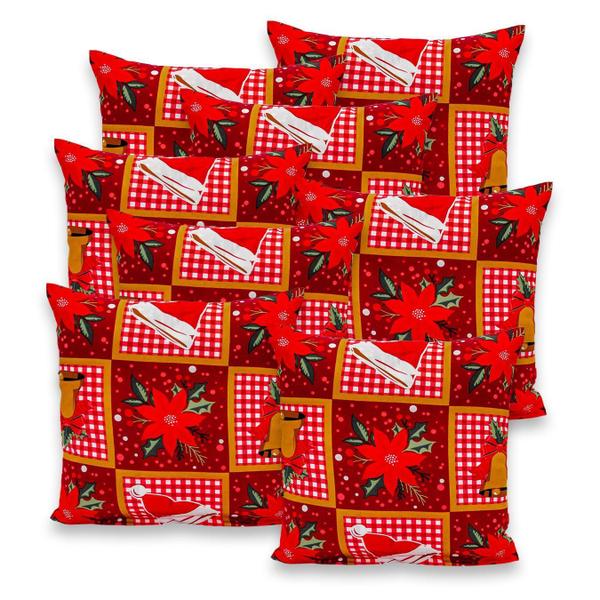 Imagem de Kit 8 Capas Almofadas Natal 40x40cm Lisas/Estamp Oxford