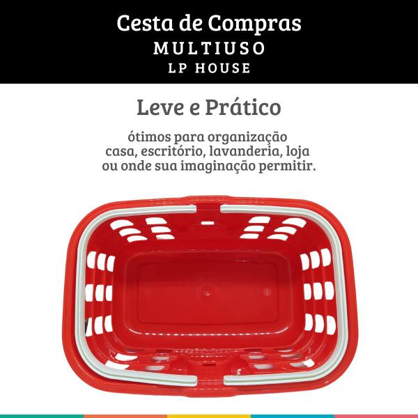 Imagem de Kit 8 Cestas de Compras Mercado Cestinha Farmácia Vermelha