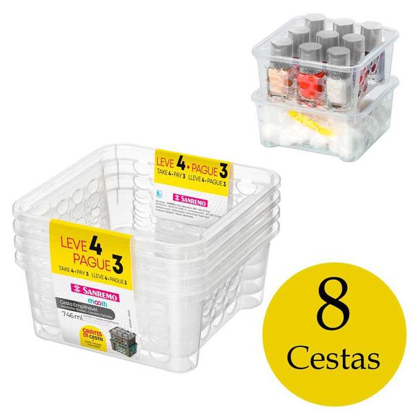 Imagem de Kit 8 cestas pequenas organizadora gaveta armário guarda roupa lavanderia caixa cestinha infantil