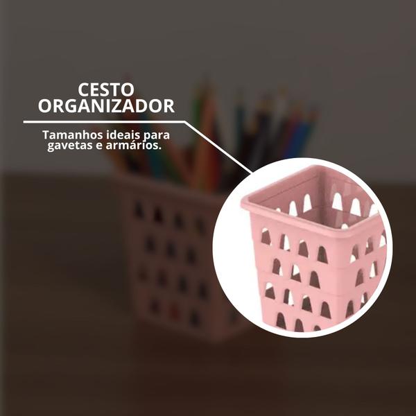 Imagem de Kit 8 Cesto Cestinho Organizador Multiuso Quadrado Alto Decorativo Design Versátil Prático