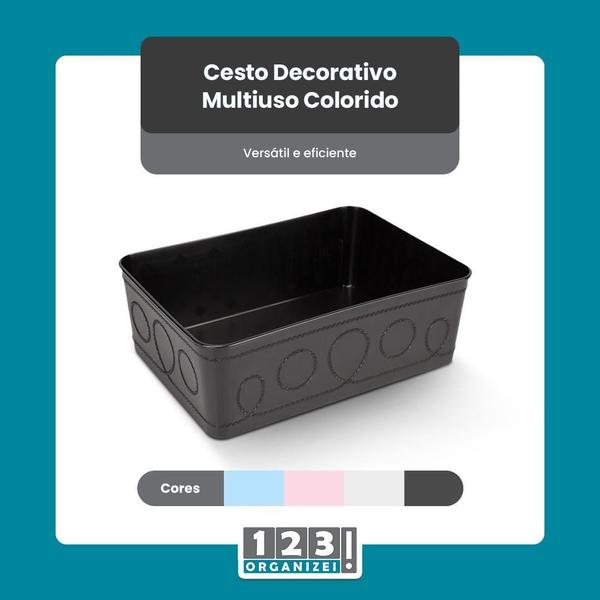 Imagem de Kit 8 Cesto Multiuso Decorativo Preto 19X13,5X6,5Cm