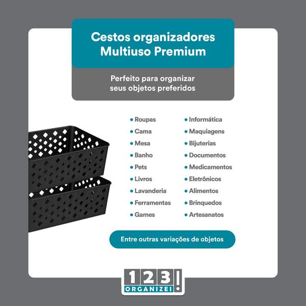 Imagem de Kit 8 Cesto Multiuso Organizador Premium Preto 123Organizei