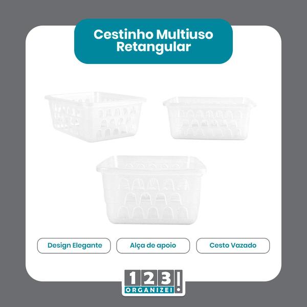 Imagem de Kit 8 Cestos Multiuso Organizador Médio Transparente 20x15x6