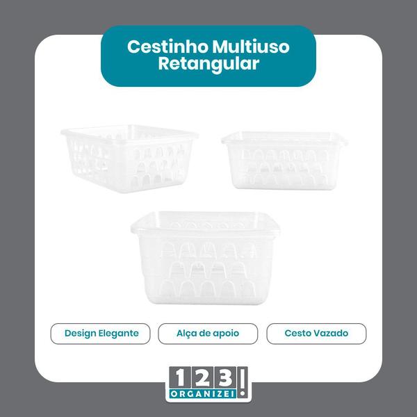 Imagem de Kit 8 Cestos Multiuso Organizador P Transparente 16x12x6Cm