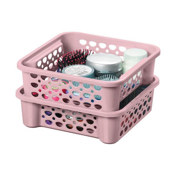 Imagem de Kit 8 Cestos organizador rosa multiuso para porta chá sachê guarda roupa gaveta mesa cozinha Sanremo