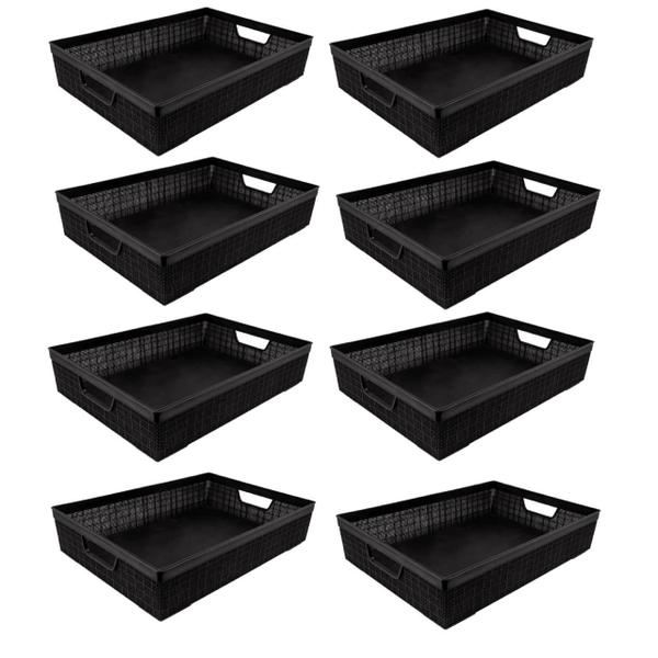 Imagem de Kit 8 Cestos Organizadores Juta A4 5,2L Preto 33x23x8,5 Cm