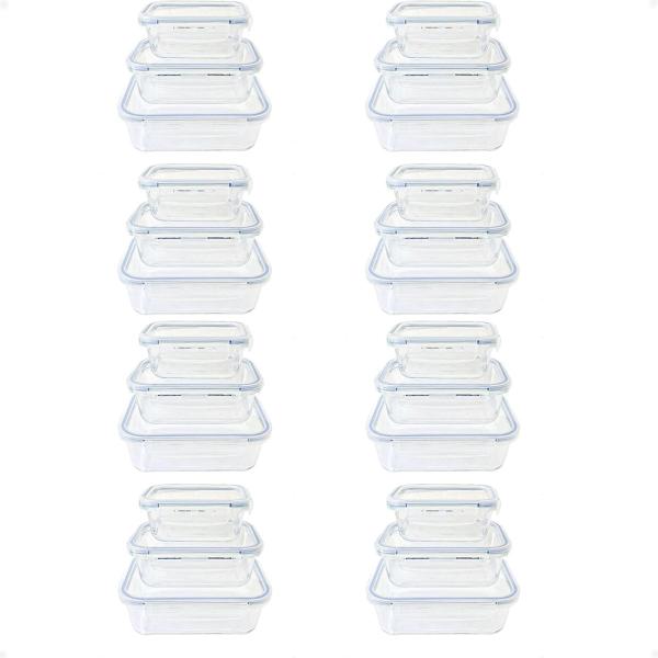 Kit 8 Conjunto 3 potes Herméticos retangular 300/600/1040ML - Lehavi Imagem de Kit 8 Conjunto 3 potes Herméticos retangular 300/600/1040ML