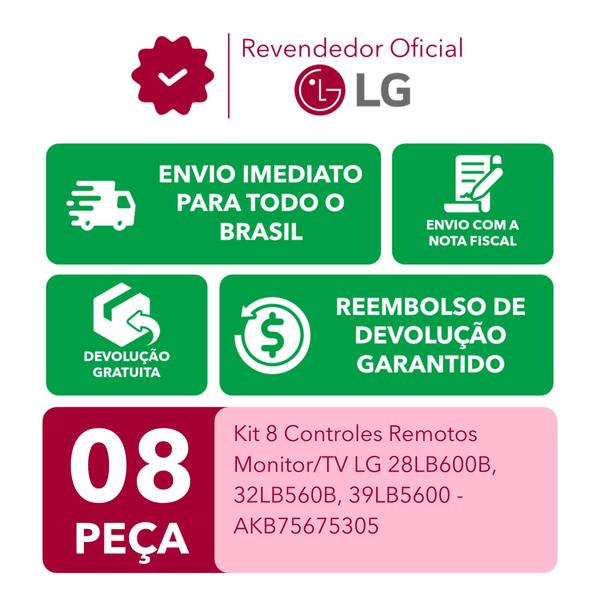 Imagem de Kit 8 Controles Remotos Monitor/TV LG  - AKB75675305