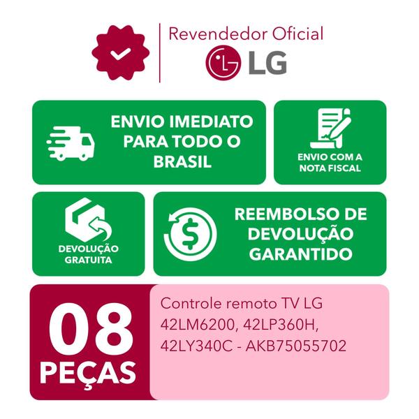 Imagem de Kit 8 Controles Remotos TV LG AKB75055702