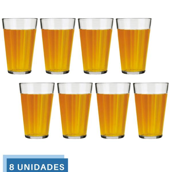 Imagem de Kit 8 Copo Americano Vidro Long Drink 450ml Cristal Nadir