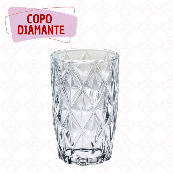 Imagem de Kit 8 Copos De Vidro Resistente Diamente 370 ML Transparente