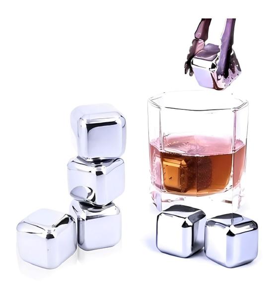 Imagem de Kit 8 Cubo De Gelo mágico Inox Reutilizável Pegador Whisky