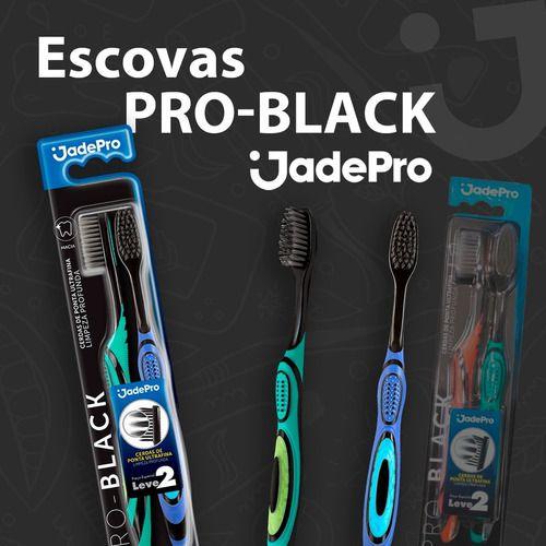 Imagem de Kit 8 Escova Dental Pro Black Jadepro Ponta Ultra Fina Macia