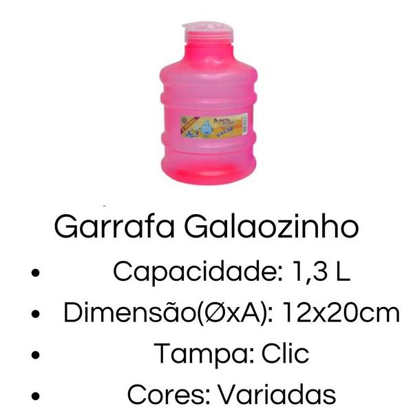 Imagem de Kit 8 Garrafa de Agua Para Geladeira 1,3L Modelo Galão Com Tampa Clic Galaozinho Livre de BPA