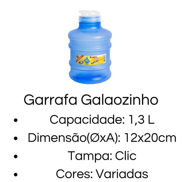 Imagem de Kit 8 Garrafa de Agua Para Geladeira 1,3L Modelo Galão Com Tampa Clic Galaozinho Livre de BPA