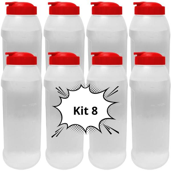 Imagem de Kit 8 Garrafa de Agua Para Geladeira 1,6 Litros Gelada 1600ml Cozinha Água 1,6l Transparente Máxima Plast