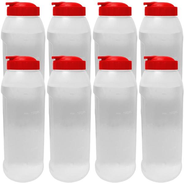 Imagem de Kit 8 Garrafa de Agua Para Geladeira 1,6 Litros Gelada 1600ml Cozinha Água 1,6l Transparente Máxima Plast