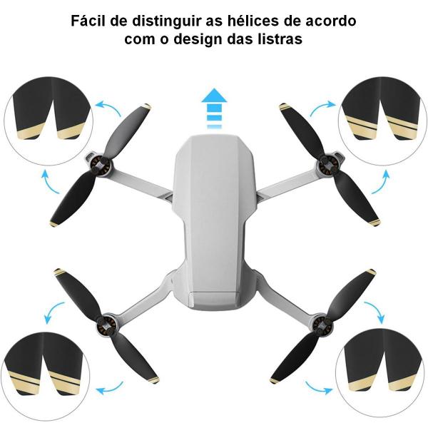 Imagem de Kit 8 Hélices de Reposição para Drones DJI Mini 2, 2 SE e Mini 4K