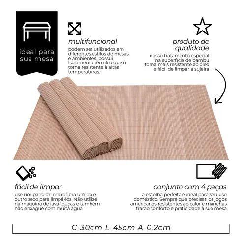 Imagem de Kit 8 jogo americano bambu 30x45cm mimo