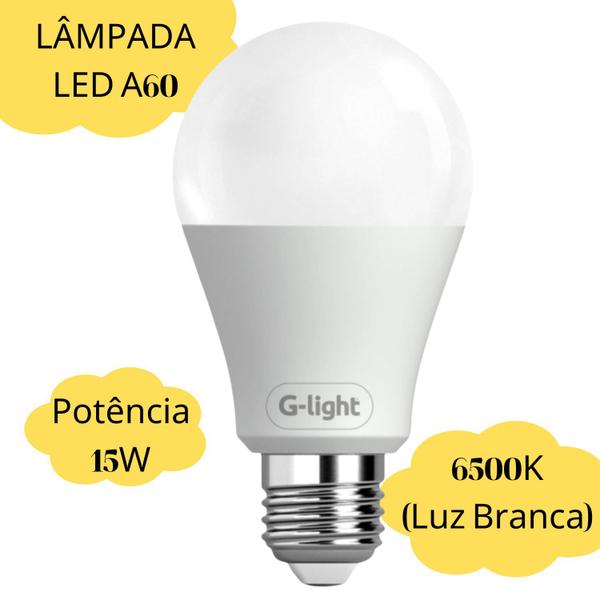 Imagem de Kit 8 Lampada Led Branca 6500K 15w 1311 Lumens Autovolt 100V/240V E27 Potente e Econômica A60 para Uso Residencial