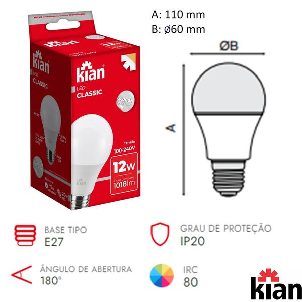 Imagem de Kit 8 Lampada Led Bulbo PERA 12w E27 Branco Neutro 4000K