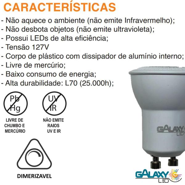 Imagem de Kit 8 Lampada Led Mini Dicroica MR11 4W Gu10 Dimerizavel 3000K 110V