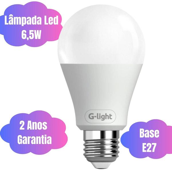 Imagem de Kit 8 Lâmpadas Led 6,5W 565 Lumens Branco Frio Formato Bulbo