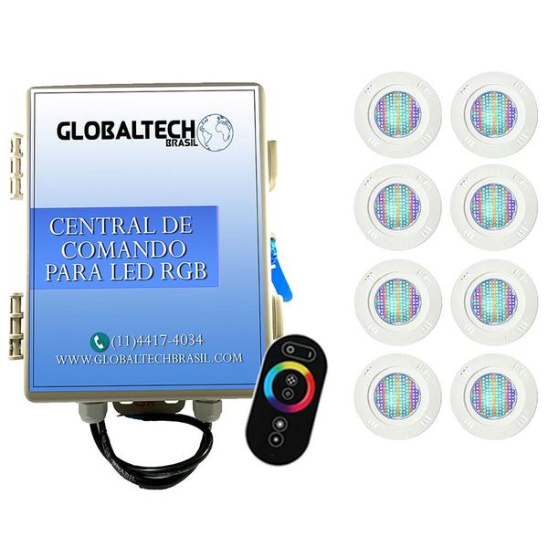 Imagem de Kit 8 Led Piscina Pratic SMD 9w + Central Touch - Sodramar