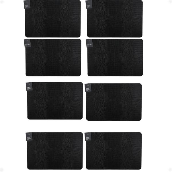 Imagem de Kit 8 Lugar Americano Resistente Premium Croco 45x30cm Preto