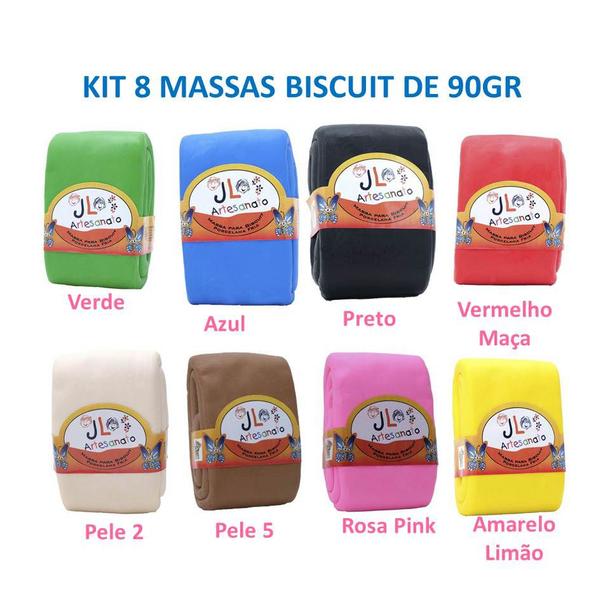 Kit 8 Massas De Biscuit - Jl Artesanato 90 Gramas Imagem de Kit 8 Massas De Biscuit - Jl Artesanato 90 Gramas