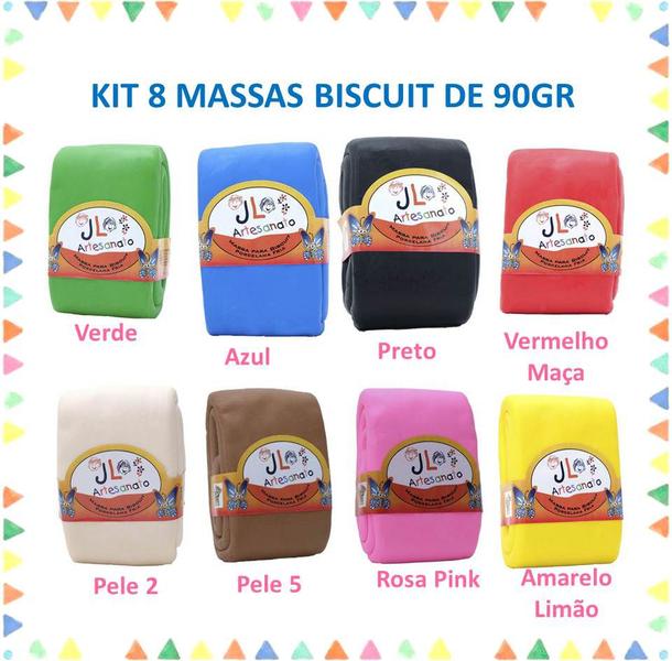 Kit 8 Massas De Biscuit - Jl Artesanato 90 Gramas Imagem de Kit 8 Massas De Biscuit - Jl Artesanato 90 Gramas