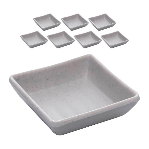 Imagem de Kit 8 Mini Bowl Porta Shoyu Melamina Quadrado Tóquio Sushi Granilite Lyor 7cm